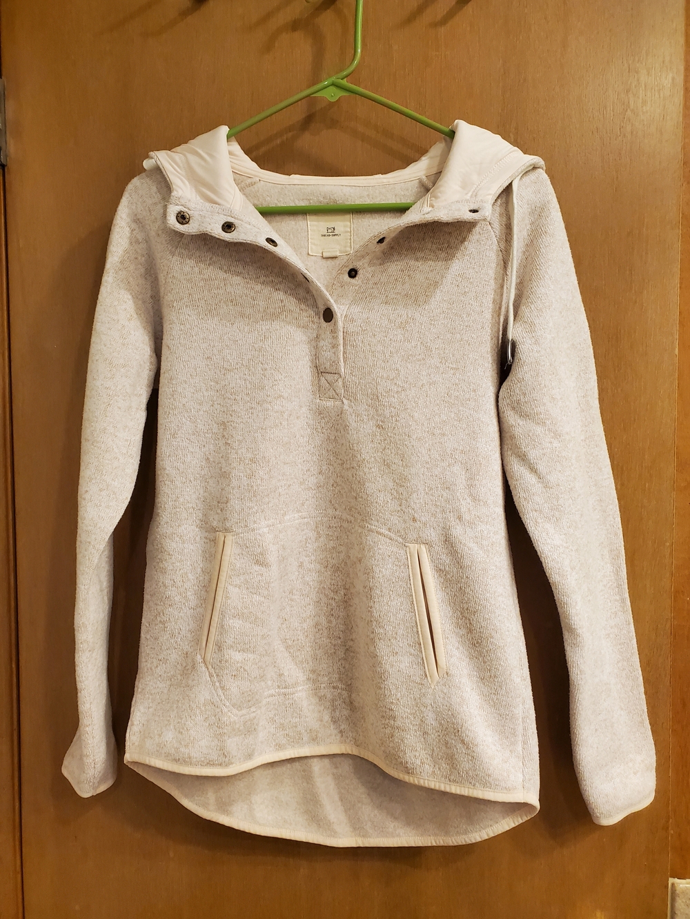 Thread & Supply Pink Hooded Snap-Neck Pullover